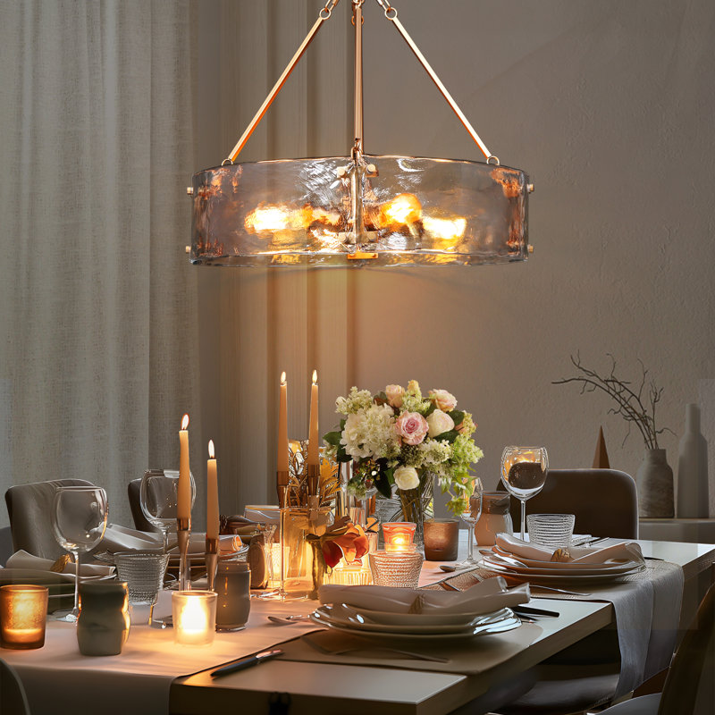 Mercer41 Hanshelmut 4 - Light Modern Shaded Drum Chandelier with